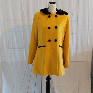 Modcloth yellow double breasted coat, size XL